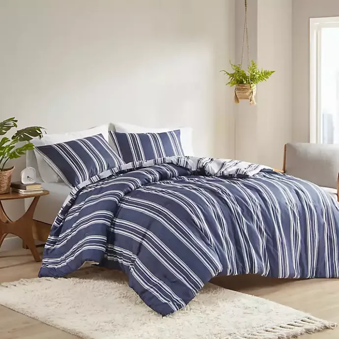Online Kirklands Home Blue Stripe Jackson 3-pc. King Comforter Set