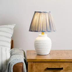 Hot Kirklands Home Stripe Pleated Shade Table Lamp Blue