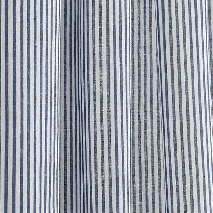 Discount Kirklands Home Blue Stripe Ruffled Curtain Panel Set, 84 in.