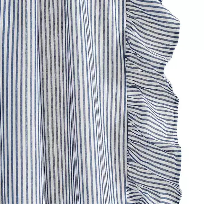 Discount Kirklands Home Blue Stripe Ruffled Curtain Panel Set, 84 in.