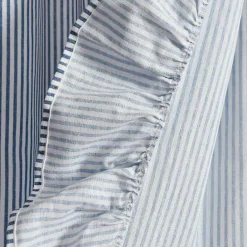 Discount Kirklands Home Blue Stripe Ruffled Curtain Panel Set, 84 in.