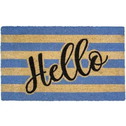 New Kirklands Home Blue Striped Hello Doormat