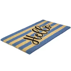 New Kirklands Home Blue Striped Hello Doormat