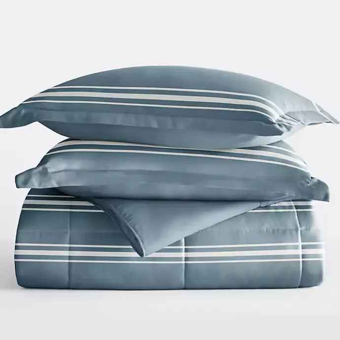Kirklands Home Striped Reversible 3-pc. Queen Comforter Set Blue