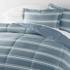 Kirklands Home Striped Reversible 3-pc. Queen Comforter Set Blue