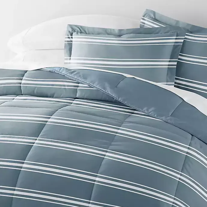 Kirklands Home Striped Reversible 3-pc. Queen Comforter Set Blue