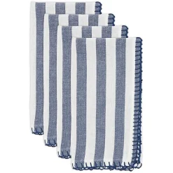 Kirklands Home Blue Striped Whipstich Napkins, Set of 4