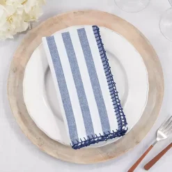 Kirklands Home Blue Striped Whipstich Napkins, Set of 4
