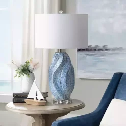Discount Kirklands Home Blue Swirl Ceramic Table Lamp White