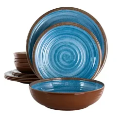 New Kirklands Home Blue Swirl Melamine 12-pc. Dinnerware Set