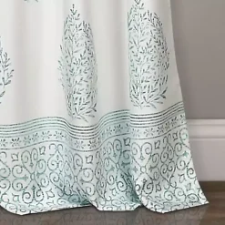 Sale Kirklands Home Blue Teardrop Leaves Curtain Panel Set, 84 in.