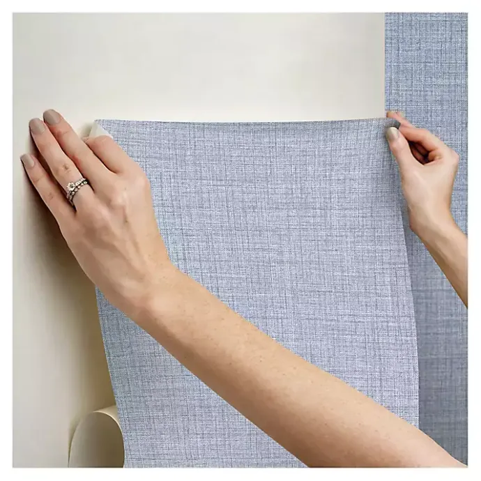 Discount Kirklands Home Textured Faux Fabric Peel & Stick Wallpaper Blue