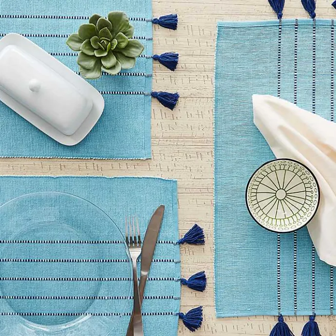 Sale Kirklands Home Thera Stripe Placemats, Set of 6 Blue