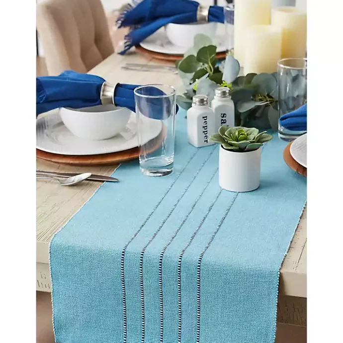 Discount Kirklands Home Thera Stripe Table Runner Blue
