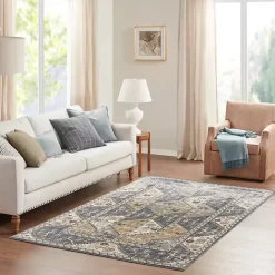 Sale Kirklands Home Blue Tile Border Area Rug, 8x10