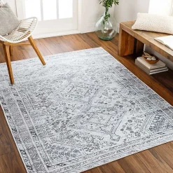 New Kirklands Home Traditional Washable Area Rug, 7x10 Blue