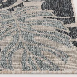 New Kirklands Home Tropical Leaf Indoor/Outdoor Area Rug, 5x7 Blue