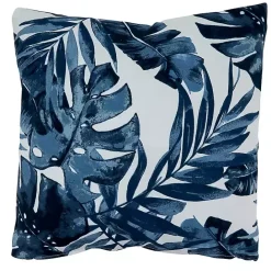 Hot Kirklands Home Blue Tropical Leaves Outdoor Throw Pillow