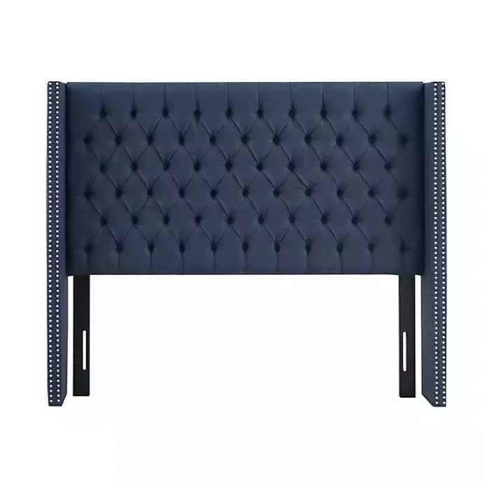 Online Kirklands Home Tufted Upholstered Metal Leg Queen Headboard Blue