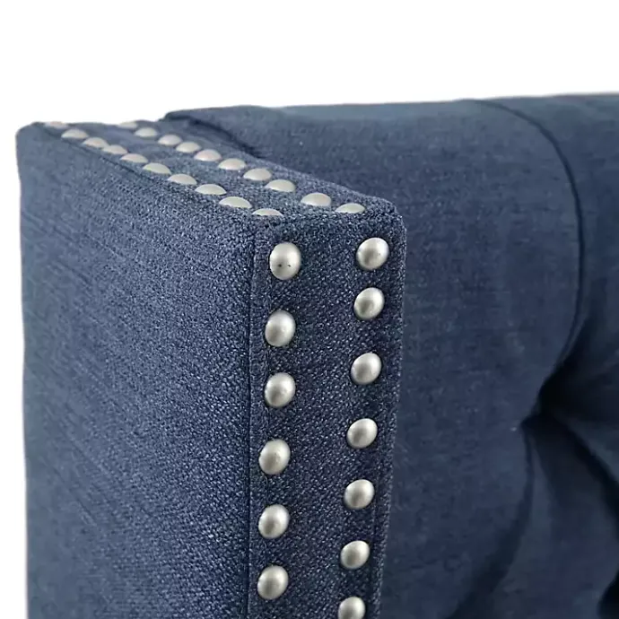 Online Kirklands Home Tufted Upholstered Metal Leg Queen Headboard Blue
