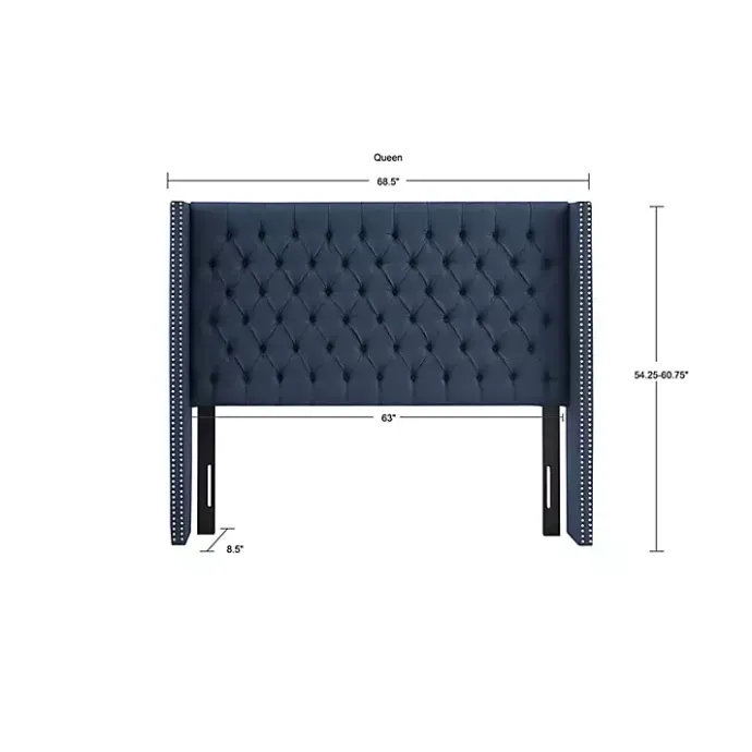 Online Kirklands Home Tufted Upholstered Metal Leg Queen Headboard Blue