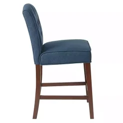 New Kirklands Home Tufted Upholstered Wood Counter Stool Blue