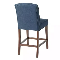 New Kirklands Home Tufted Upholstered Wood Counter Stool Blue