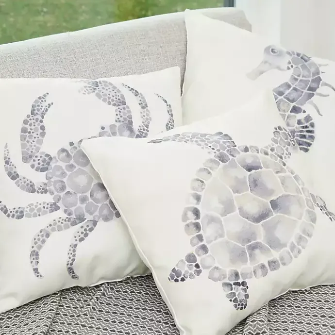 Sale Kirklands Home Blue Turtle Outdoor Pillow