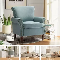 Kirklands Home Upholstered Henry Armchair Blue