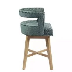 New Kirklands Home Upholstered Low Back Swivel Counter Stool Blue