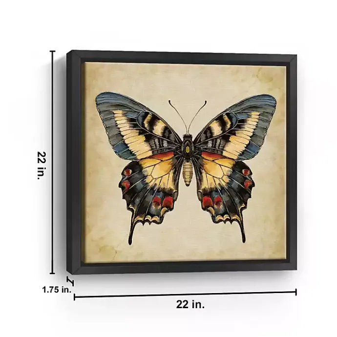 Discount Kirklands Home Blue Vintage Butterfly Framed Canvas Art Print