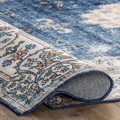 Clearance Kirklands Home Vintage Floral Washable Area Rug, 5x8 Blue