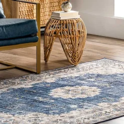 Clearance Kirklands Home Vintage Floral Washable Area Rug, 5x8 Blue