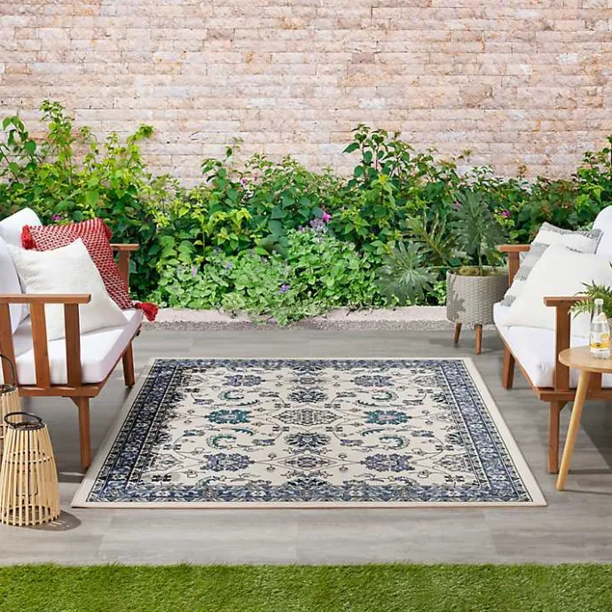 Best Kirklands Home Blue Vintage Medallion Indoor/Outdoor Rug, 4x6