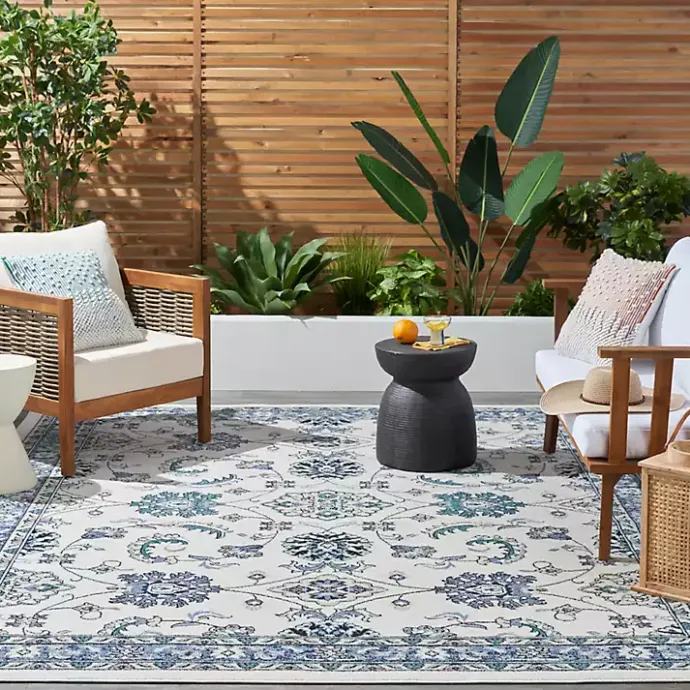 Discount Kirklands Home Blue Vintage Medallion Indoor/Outdoor Rug, 5x7