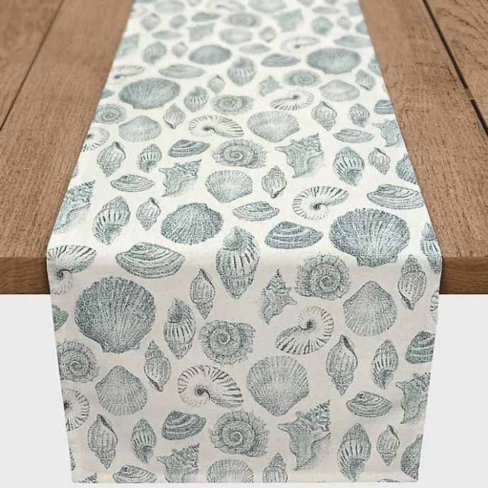 Hot Kirklands Home Blue Vintage Seashells Table Runner, 90 in.