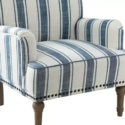 Outlet Kirklands Home Blue White Stripe Upholstered Accent Chair