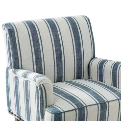 Outlet Kirklands Home Blue White Stripe Upholstered Accent Chair