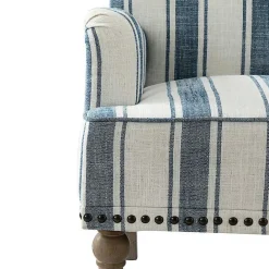Outlet Kirklands Home Blue White Stripe Upholstered Accent Chair