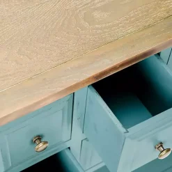 New Kirklands Home Wood 2-Door Storage Console Table Blue