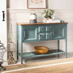 New Kirklands Home Wood 2-Door Storage Console Table Blue