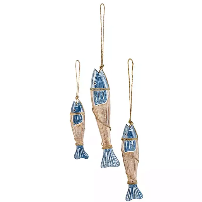 Best Kirklands Home Blue Wood Fish Hanging Wall Plaques, Set of 3