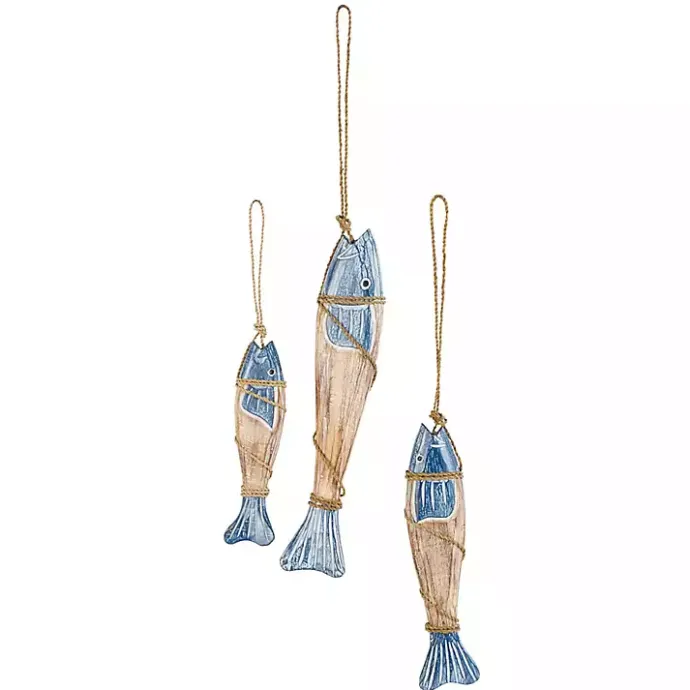 Best Kirklands Home Blue Wood Fish Hanging Wall Plaques, Set of 3