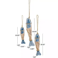 Best Kirklands Home Blue Wood Fish Hanging Wall Plaques, Set of 3