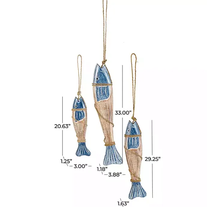 Best Kirklands Home Blue Wood Fish Hanging Wall Plaques, Set of 3