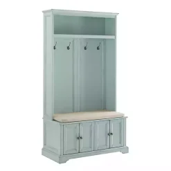 Outlet Kirklands Home Wood Hall Tree with Cushioned Bench Blue