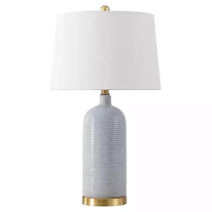 Hot Kirklands Home Blue-Gray Striations Ceramic Table Lamp White