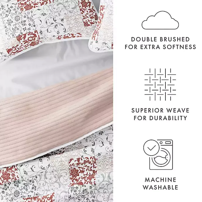 Best Kirklands Home Blush Patchwork Reversible 3-pc. Queen Quilt Set