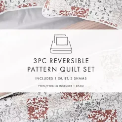 Best Kirklands Home Blush Patchwork Reversible 3-pc. Queen Quilt Set