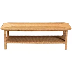 Online Kirklands Home Bohemian Braided Rat Coffee Table Tan